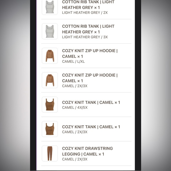 Skims cozy knit drawstring legging(l/xl), zip up hoodie (l/xl) &tank set(2x/3x) - Picture 10 of 11